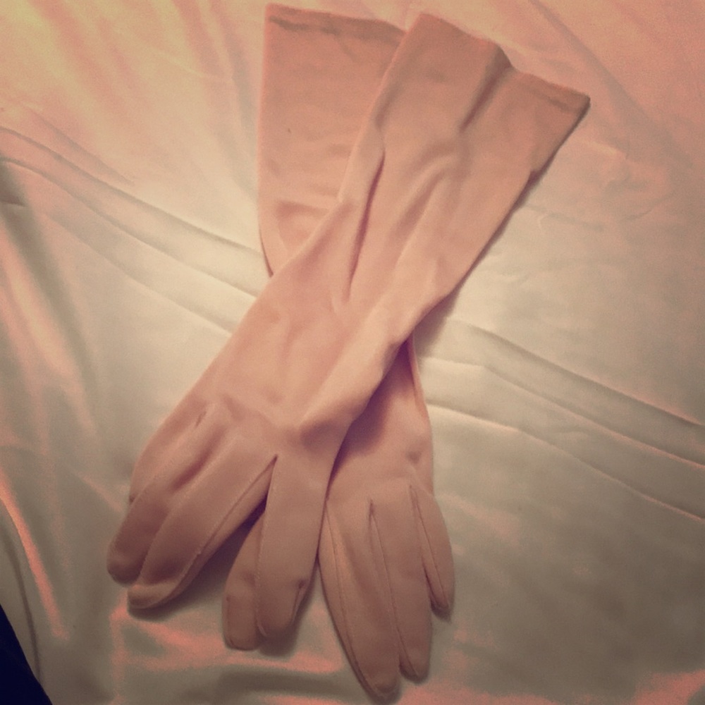 Baby Pink Long Vintage Gloves.